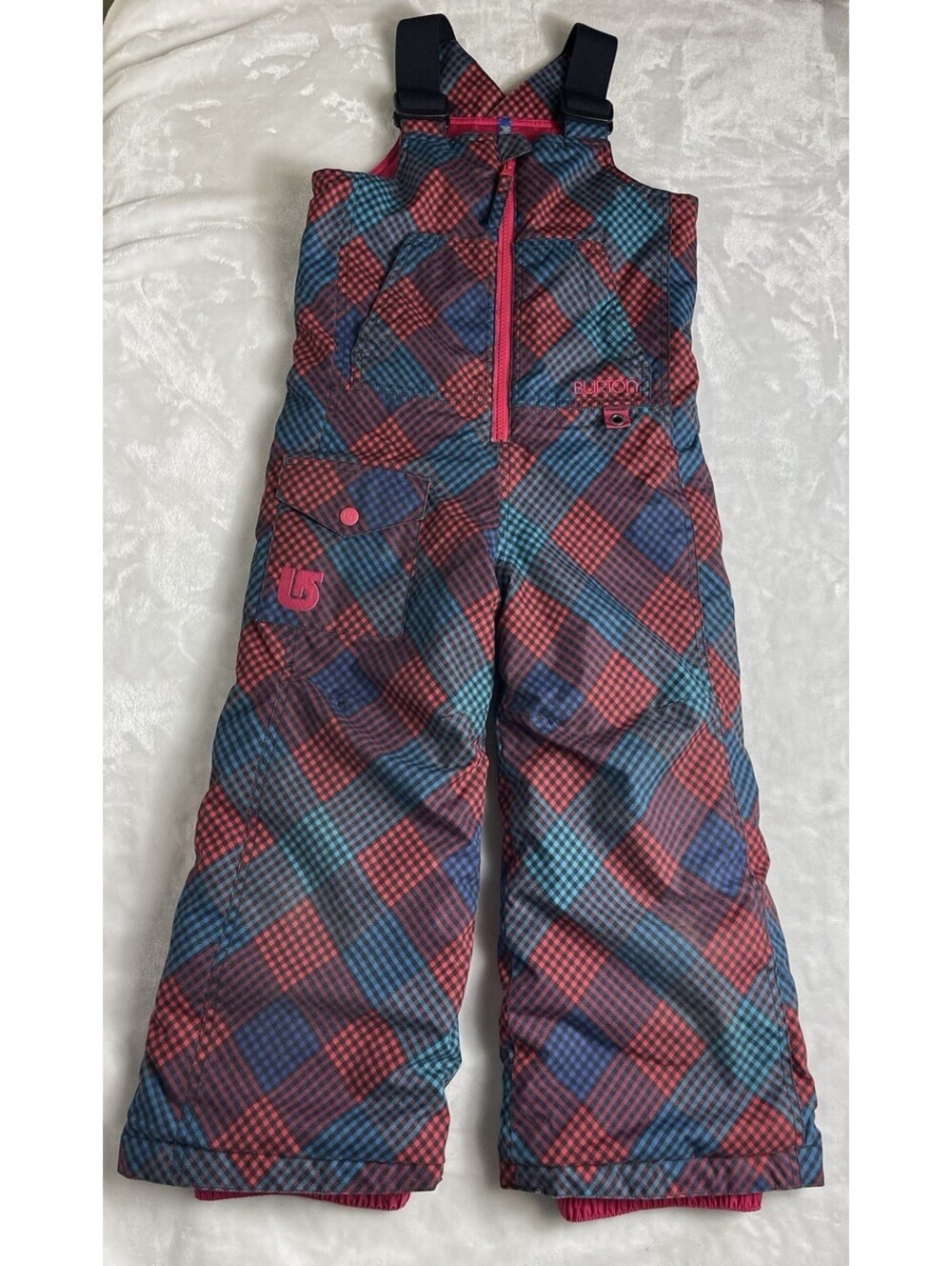 Burton Girls Snow Bibs Multicolored Plaid Dry Ride 4T